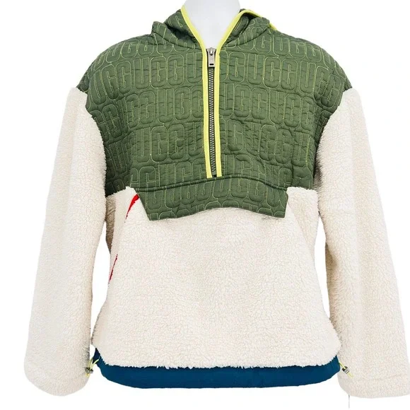 UGG Men's IGGY Sherpa Half Zip Pullover Hoodie Dawn Sweater Size Small